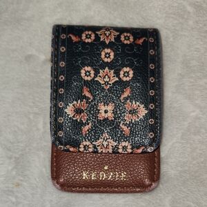 Floral Pattern Card Holder- Black and Brown